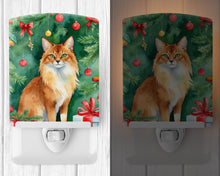 Load image into Gallery viewer, Somali Cat By the Christmas Tree Ceramic Night Light