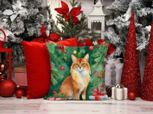 Load image into Gallery viewer, Somali Cat By the Christmas Tree Throw Pillow