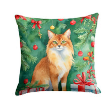 Load image into Gallery viewer, Somali Cat By the Christmas Tree Throw Pillow
