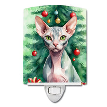 Load image into Gallery viewer, Sphynx Cat By the Christmas Tree Ceramic Night Light