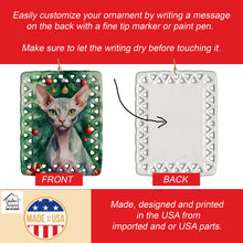 Load image into Gallery viewer, Sphynx Cat By the Christmas Tree Porcelain Ornament