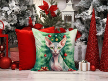Load image into Gallery viewer, Sphynx Cat By the Christmas Tree Throw Pillow