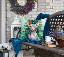 Load image into Gallery viewer, Sphynx Cat By the Christmas Tree Throw Pillow