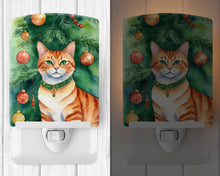 Load image into Gallery viewer, Suphalak Cat By the Christmas Tree Ceramic Night Light
