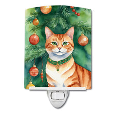 Load image into Gallery viewer, Suphalak Cat By the Christmas Tree Ceramic Night Light