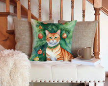 Load image into Gallery viewer, Suphalak Cat By the Christmas Tree Throw Pillow - 14x14 Decorative Pillow – Art for Your Home &amp; Patio