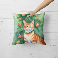 Load image into Gallery viewer, Suphalak Cat By the Christmas Tree Throw Pillow