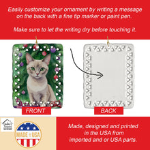 Load image into Gallery viewer, Thai Lilac Cat By the Christmas Tree Porcelain Ornament