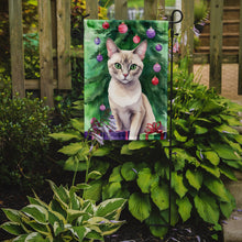 Load image into Gallery viewer, Thai Lilac Cat Christmas Garden Flag - Cat by the Christmas Tree - Cat-Themed Holiday Yard Decor