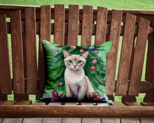 Load image into Gallery viewer, Thai Lilac Cat By the Christmas Tree Throw Pillow - 14x14 Decorative Pillow – Art for Your Home &amp; Patio