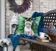Load image into Gallery viewer, Thai Lilac Cat By the Christmas Tree Throw Pillow