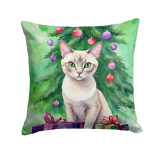 Load image into Gallery viewer, Thai Lilac Cat By the Christmas Tree Throw Pillow