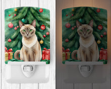 Load image into Gallery viewer, Tonkinese Cat By the Christmas Tree Ceramic Night Light