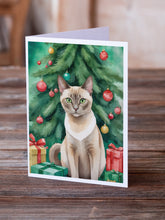 Load image into Gallery viewer, Tonkinese Cat By the Christmas Tree Greeting Cards - Blank Note Cards – 8-Pack of Artist-Designed Cards with Envelopes