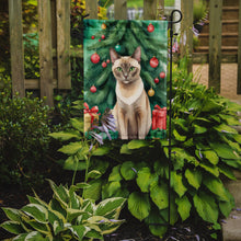 Load image into Gallery viewer, Tonkinese Christmas Garden Flag - Cat by the Christmas Tree - Cat-Themed Holiday Yard Decor