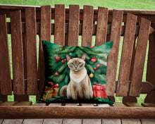 Load image into Gallery viewer, Tonkinese Cat By the Christmas Tree Throw Pillow - 14x14 Decorative Pillow – Art for Your Home &amp; Patio