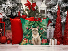 Load image into Gallery viewer, Tonkinese Cat By the Christmas Tree Throw Pillow