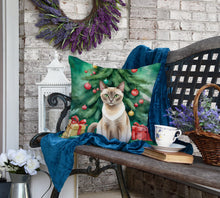 Load image into Gallery viewer, Tonkinese Cat By the Christmas Tree Throw Pillow
