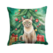 Load image into Gallery viewer, Tonkinese Cat By the Christmas Tree Throw Pillow