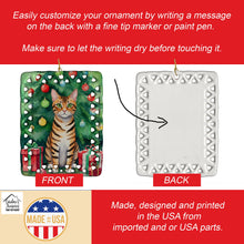Load image into Gallery viewer, Toyger Cat By the Christmas Tree Porcelain Ornament