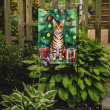 Load image into Gallery viewer, Toyger Christmas Garden Flag - Cat by the Christmas Tree - Cat-Themed Holiday Yard Decor