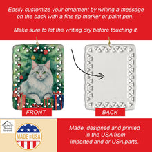 Load image into Gallery viewer, Turkish Angora Cat By the Christmas Tree Porcelain Ornament