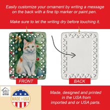 Load image into Gallery viewer, Turkish Van Cat By the Christmas Tree Porcelain Ornament