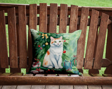 Load image into Gallery viewer, Turkish Van Cat By the Christmas Tree Throw Pillow - 14x14 Decorative Pillow – Art for Your Home &amp; Patio