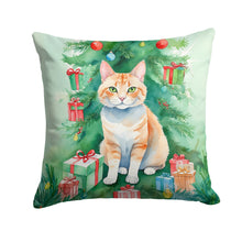 Load image into Gallery viewer, Ural Rex Cat By the Christmas Tree Throw Pillow - 14x14 Decorative Pillow – Art for Your Home &amp; Patio