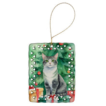 Load image into Gallery viewer, Ural Rex Cat By the Christmas Tree Porcelain Ornament