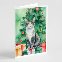 Load image into Gallery viewer, Ural Rex Cat By the Christmas Tree Greeting Cards - Blank Note Cards – 8-Pack of Artist-Designed Cards with Envelopes