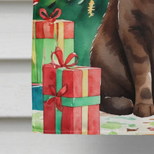 Load image into Gallery viewer, York Chocolate Cat By the Christmas Tree House Flag