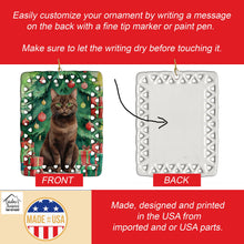 Load image into Gallery viewer, York Chocolate Cat By the Christmas Tree Porcelain Ornament