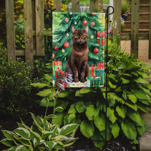 Load image into Gallery viewer, York Chocolate Christmas Garden Flag - Cat by the Christmas Tree - Cat-Themed Holiday Yard Decor