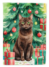 Load image into Gallery viewer, York Chocolate Christmas Garden Flag - Cat by the Christmas Tree - Cat-Themed Holiday Yard Decor