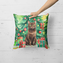 Load image into Gallery viewer, York Chocolate Cat By the Christmas Tree Throw Pillow