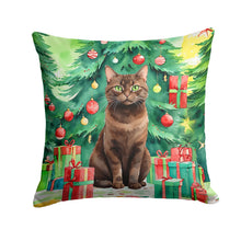 Load image into Gallery viewer, York Chocolate Cat By the Christmas Tree Throw Pillow
