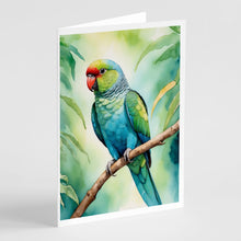 Load image into Gallery viewer, African Ringneck Parrot Greeting Cards - Blank Note Cards – 8-Pack of Artist-Designed Cards with Envelopes