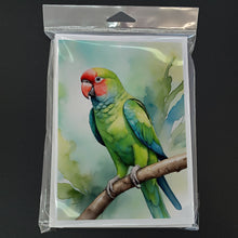 Load image into Gallery viewer, African Ringneck Parrot Greeting Cards - Blank Note Cards – 8-Pack of Artist-Designed Cards with Envelopes