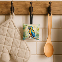 Load image into Gallery viewer, Blue and Gold Macaw Hanging Square Fabric Ornament 3.5 × 3.5