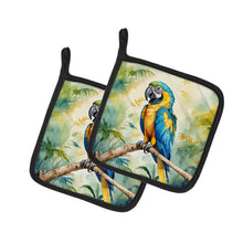 Load image into Gallery viewer, Blue and Gold Macaw Pot Holders - Set of 2 Decorative Kitchen Helpers | Made in the USA