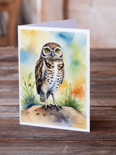 Load image into Gallery viewer, Burrowing Owl Greeting Cards - Blank Note Cards – 8-Pack of Artist-Designed Cards with Envelopes