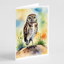 Load image into Gallery viewer, Burrowing Owl Greeting Cards - Blank Note Cards – 8-Pack of Artist-Designed Cards with Envelopes