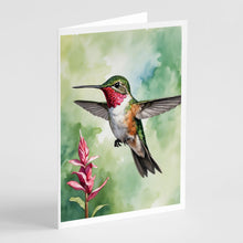 Load image into Gallery viewer, Calliope Hummingbird Greeting Cards - Blank Note Cards – 8-Pack of Artist-Designed Cards with Envelopes