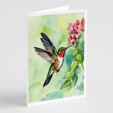 Load image into Gallery viewer, Rubythroated Hummingbird Greeting Cards - Blank Note Cards – 8-Pack of Artist-Designed Cards with Envelopes