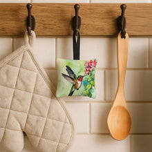 Load image into Gallery viewer, Rubythroated Hummingbird Hanging Square Fabric Ornament 3.5 × 3.5