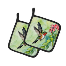 Load image into Gallery viewer, Rubythroated Hummingbird Pot Holders - Set of 2 Decorative Kitchen Helpers | Made in the USA