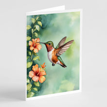 Load image into Gallery viewer, Rufous Hummingbird Greeting Cards - Blank Note Cards – 8-Pack of Artist-Designed Cards with Envelopes