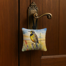 Load image into Gallery viewer, Kansas Western Meadowlark Hanging Square Fabric Ornament 3.5 × 3.5