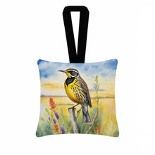 Load image into Gallery viewer, Kansas Western Meadowlark Hanging Square Fabric Ornament 3.5 × 3.5